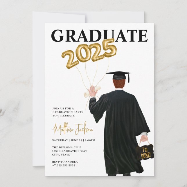 Male 2025 Graduation Party Invitation (Front)