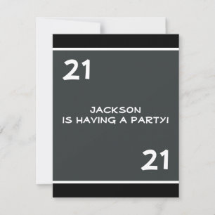 Male 21st Birthday Party Simple Dark Grey Invitation