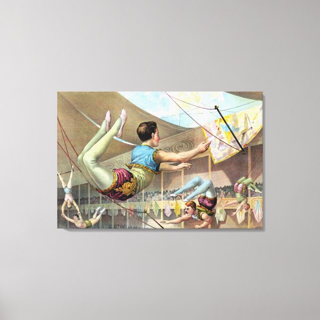 Male Acrobats Performing At A Circus Canvas Print (Front)