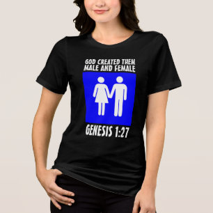 MALE AND FEMALE CHRISTIAN GENESIS 1:27 T-Shirts