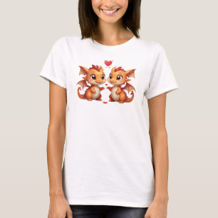 MALE AND FEMALE LIGHT ORANGE DRAGONS IN LOVE T-Shirt