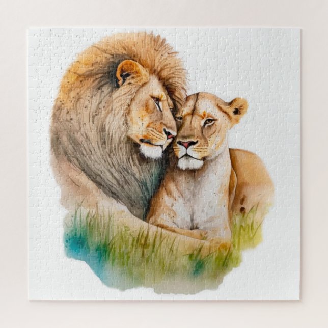 Male and Female Lion in Love Photo for Lion Lovers Jigsaw Puzzle (Vertical)