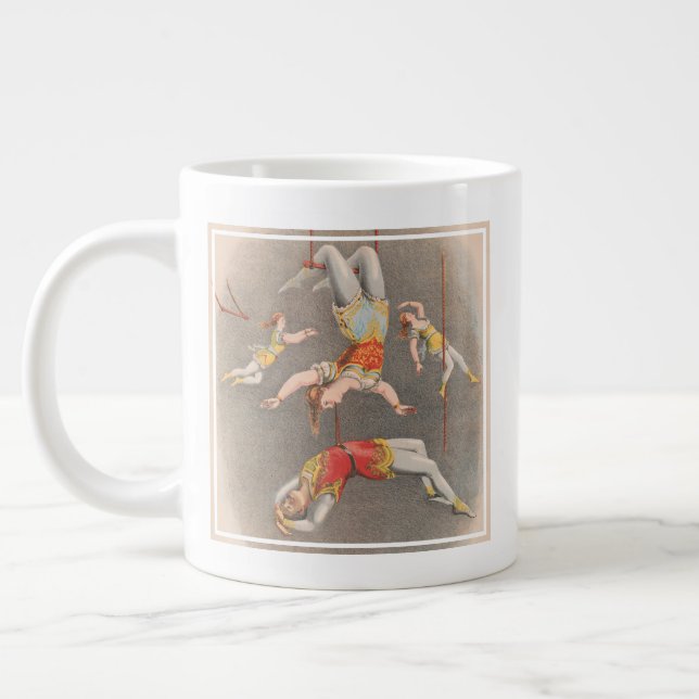 Male And Female Trapeze Performers Large Coffee Mug (Left)