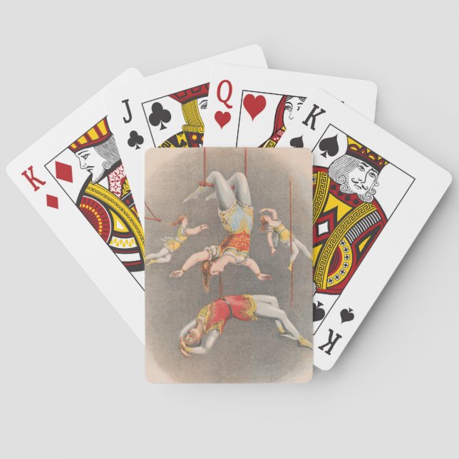 Male And Female Trapeze Performers Playing Cards (Back)