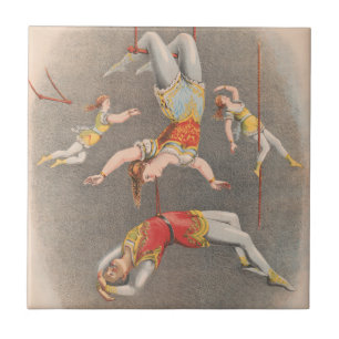 Male And Female Trapeze Performers Tile