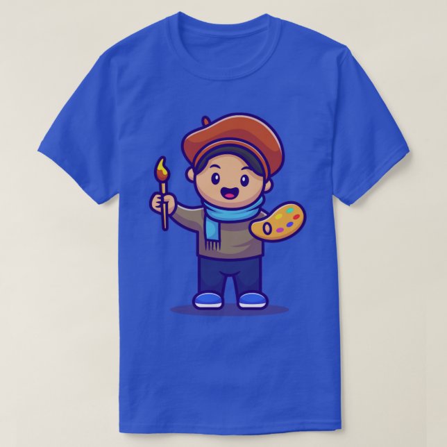 Male Artist Painter  T-Shirt (Design Front)