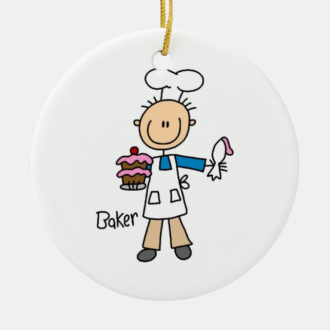 Male Baker Ceramic Tree Decoration (Front)
