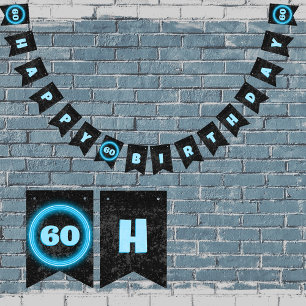 Male Birthday - any Age - Custom DIY Black & Blue Bunting