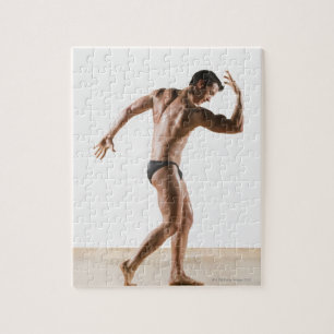 Male body builder flexing and posing 2 jigsaw puzzle