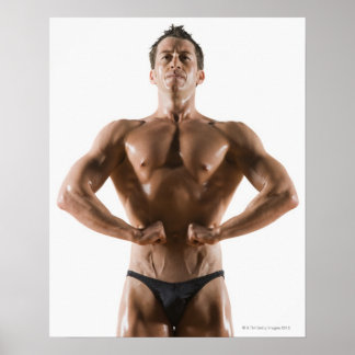 Male body builder flexing and posing poster