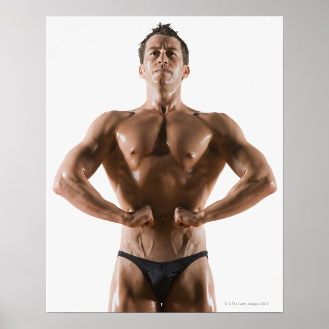 Male body builder flexing and posing poster (Front)