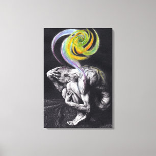 Male body Colourful soul Dark Surreal drawing art Canvas Print