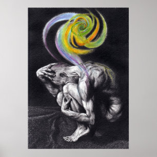 Male body surreal pencil art Poster print