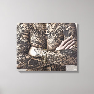 Male Body Tattoo Photograph Canvas Print