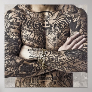 Male Body Tattoo Photograph Poster