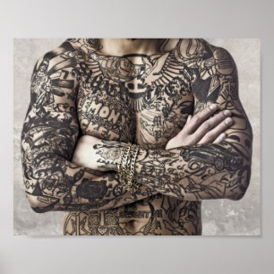 Male Body Tattoo Photograph Poster