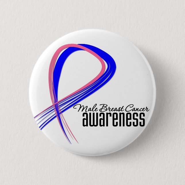 Male Breast Cancer Awareness Grunge Ribbon 6 Cm Round Badge (Front)