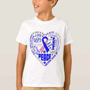 Male Breast Cancer Awareness Heart Words T-Shirt