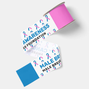 Male Breast Cancer Awareness Pattern Ribbon Grosgrain Ribbon