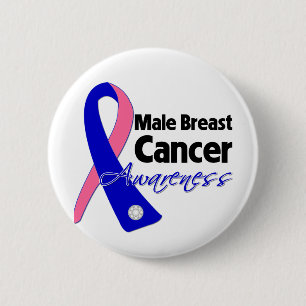 Male Breast Cancer Awareness Ribbon 6 Cm Round Badge