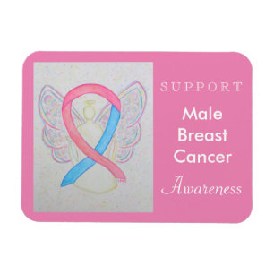 Male Breast Cancer Awareness Ribbon Angel Magnet