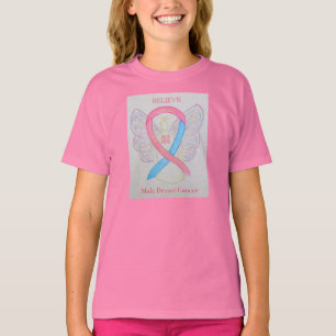 Male Breast Cancer Awareness Ribbon Angel Shirt