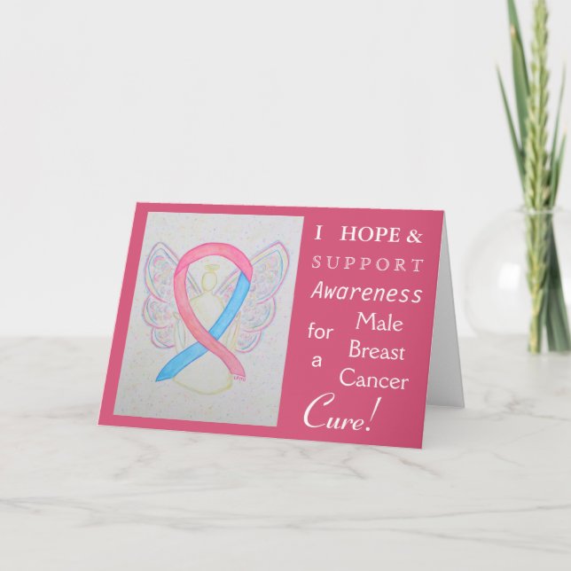 Male Breast Cancer Awareness Ribbon Greeting Card (Front)