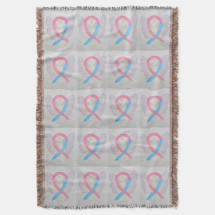 Male Breast Cancer Awareness Ribbon Throw Blanket