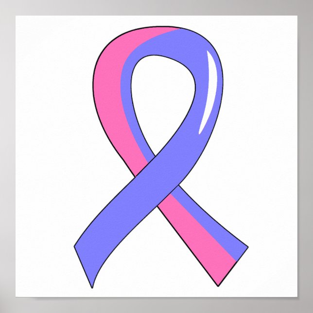 Male Breast Cancer Blue Pink Ribbon 3 Poster (Front)
