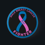 Male Breast Cancer Fighter Ribbon Black Button<br><div class="desc">Male Breast Cancer Fighter Ribbon Black Button for awareness and support for men fighting breast cancer.</div>