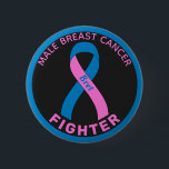 Male Breast Cancer Fighter Ribbon Black Button<br><div class="desc">Male Breast Cancer Fighter Ribbon Black Button for awareness and support for men fighting breast cancer.</div>