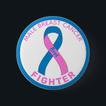 Male Breast Cancer Fighter Ribbon White Button<br><div class="desc">Male Breast Cancer Fighter Ribbon White Button for awareness and support for men fighting breast cancer.</div>