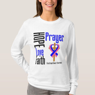 Male Breast Cancer Hope Love Faith Prayer Cross T-Shirt