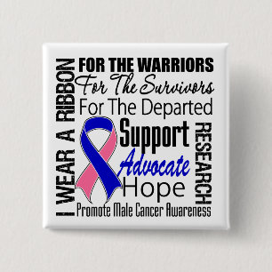 Male Breast Cancer I Wear a Ribbon TRIBUTE 15 Cm Square Badge