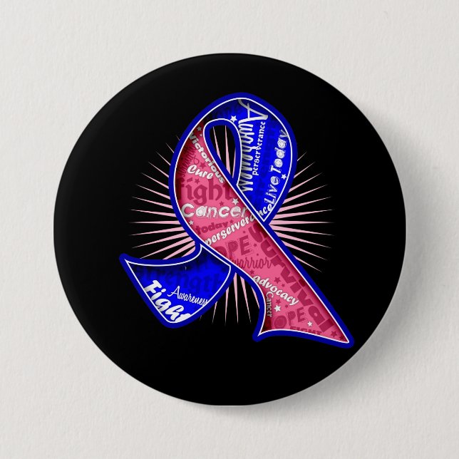 Male Breast Cancer Slogan Watermark Ribbon 7.5 Cm Round Badge (Front)