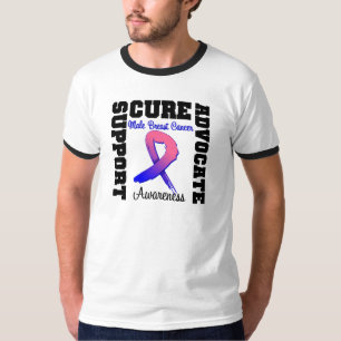 Male Breast Cancer Support Advocate Cure T-Shirt