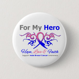 Male Breast Cancer Tribal Ribbon Hero 6 Cm Round Badge