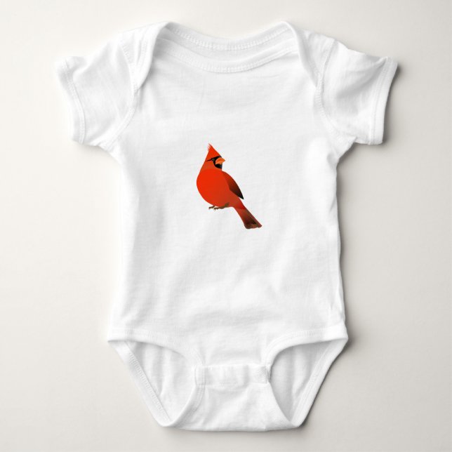 Male Cardinal Bird Baby Bodysuit (Front)