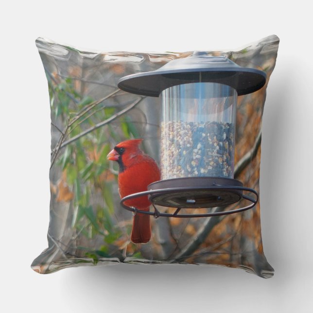 Male Cardinal Cushion (Front)