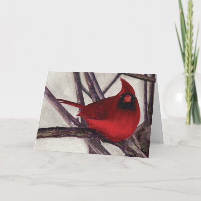 Male Cardinal in Snow Greeting Card (Front)