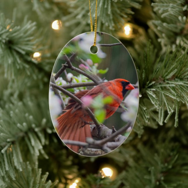 Male Cardinal in Springtime Ceramic Tree Decoration (Tree)