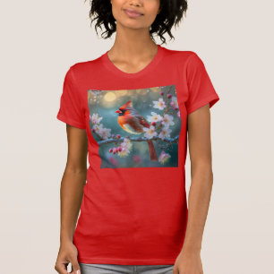 Male Cardinal in the Moonlight Cherry Blossoms T-Shirt