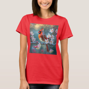 Male Cardinal in the Moonlight Cherry Blossoms T-Shirt