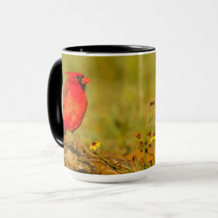 Male Cardinal on Log Mug