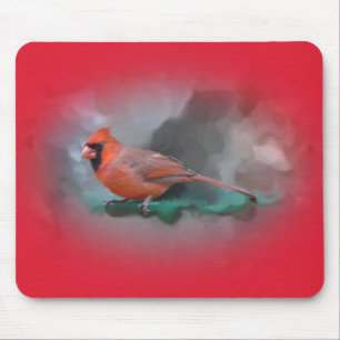 Male Cardinal Songbird Mouse Pad