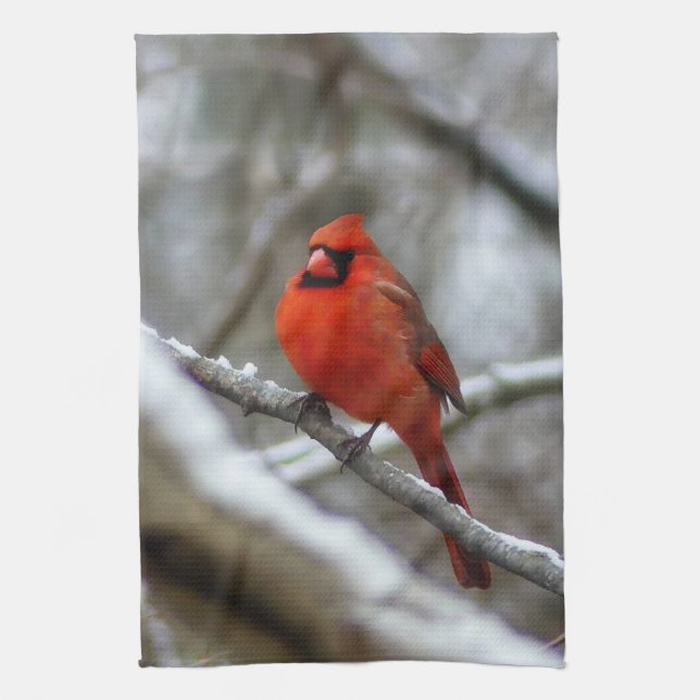 Male Cardinal Tea Towel (Vertical)