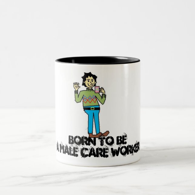 male carer, Born to beA Male Care Worker Two-Tone Coffee Mug (Center)