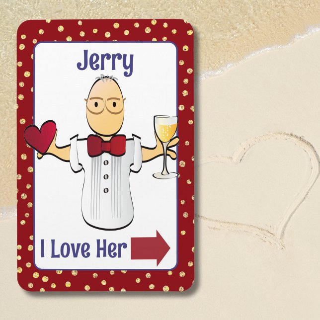 Male Cartoon Wedding Anniversary Heart Cruise Door Magnet (Creator Uploaded)
