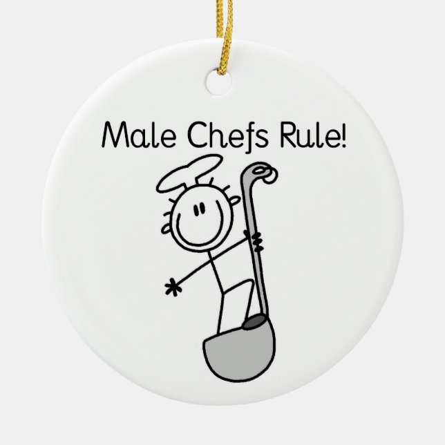 Male Chefs Rule Ceramic Tree Decoration (Front)