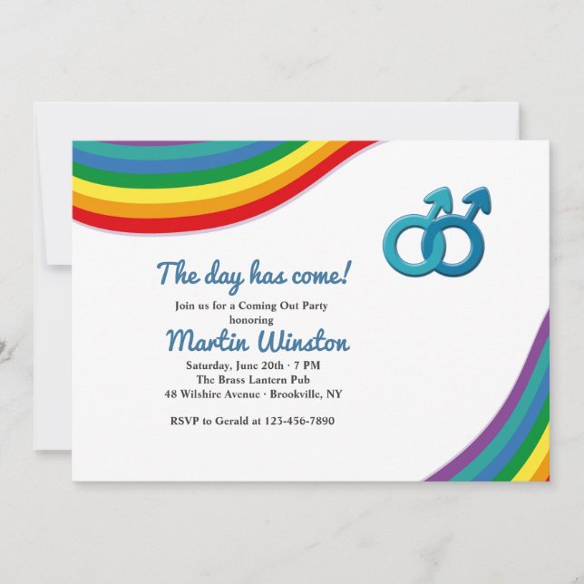 Male Coming Out of the Closet Invitation (Front)